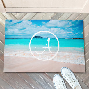 Paillasson Plage de sable turquoise de l'océan photo monogram