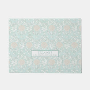 Paillasson Plage Seashells Plage Bleu Blanc Damas motif