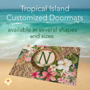 Paillasson Plage tropicale customisée Monogramme