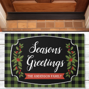 Paillasson Plaid Buffalo Vert Et Noir Noël