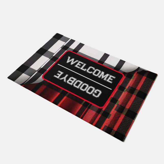 Paillasson Plaid Moderne Abstraite Rouge Noir Plaid Collectio (Incliné)