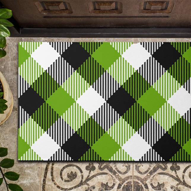 Paillasson Plaques Tartan simples Vert néon (Créateur téléchargé)