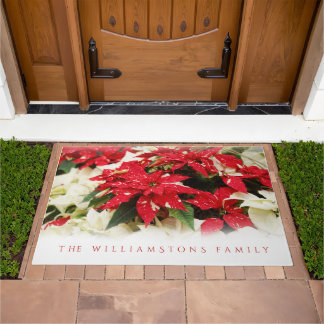 Paillasson Poinsettias Festive Rouge Blanc Floral