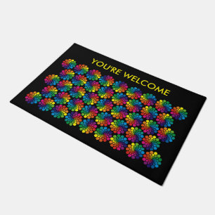 Paillasson Points colorés Cercle Spirales + votre dos. & idée