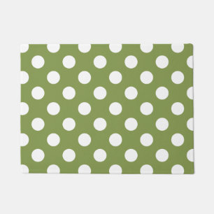 Paillasson Pois blancs sur vert olive