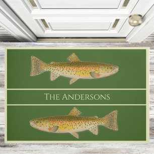 Paillasson Poisson vintage aquarelle truite motif