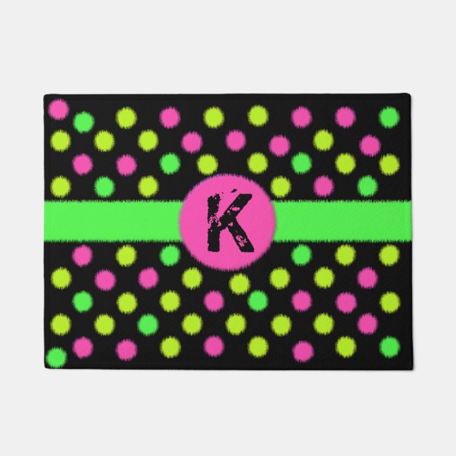 Paillasson Polka couleur brillante Pot Monogramme Porte Mat (Devant)