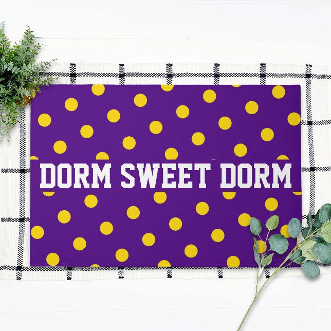 Paillasson Polka Jaune Violet Dot Dorm École Football Accueil (Créateur téléchargé)