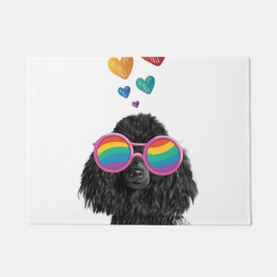 Paillasson Poodle Dog with Hearts Saint-Valentin