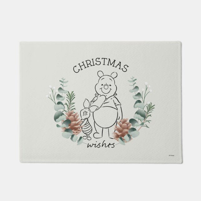 Paillasson Pooh et Piglet| Wreath de Noël (Devant)