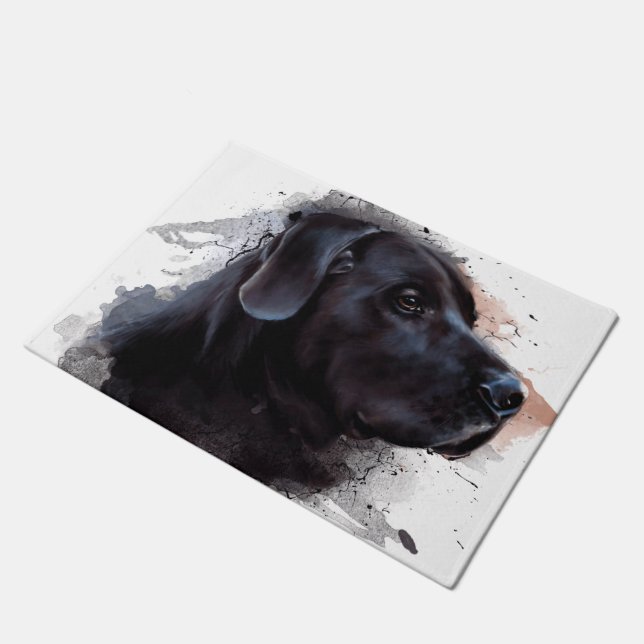 Paillasson Porte d'aquarelle Black Labrador (Incliné)