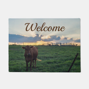 Paillasson Porte de bienvenue de la ferme de bovins Sunset