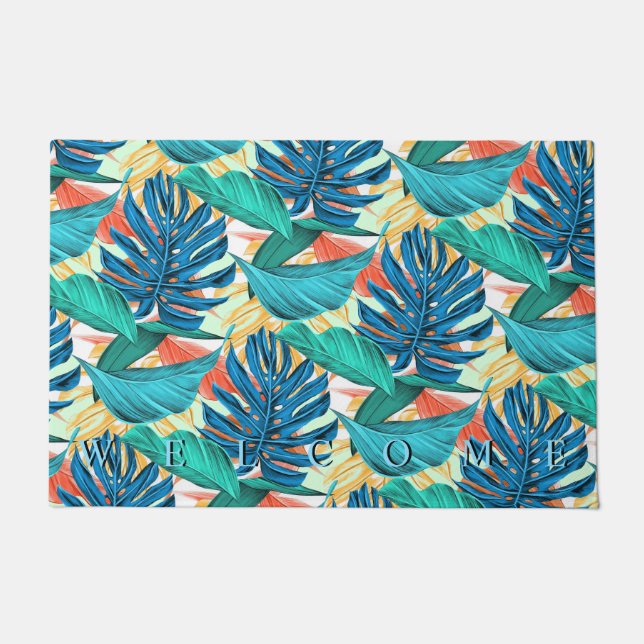 Paillasson Porte de bienvenue des Feuilles tropicaux (Devant)