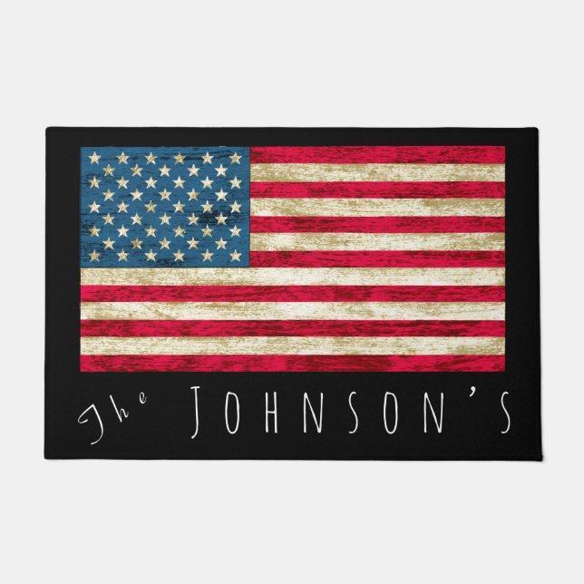 Paillasson Porte de drapeau américaine personnalisée (Devant)
