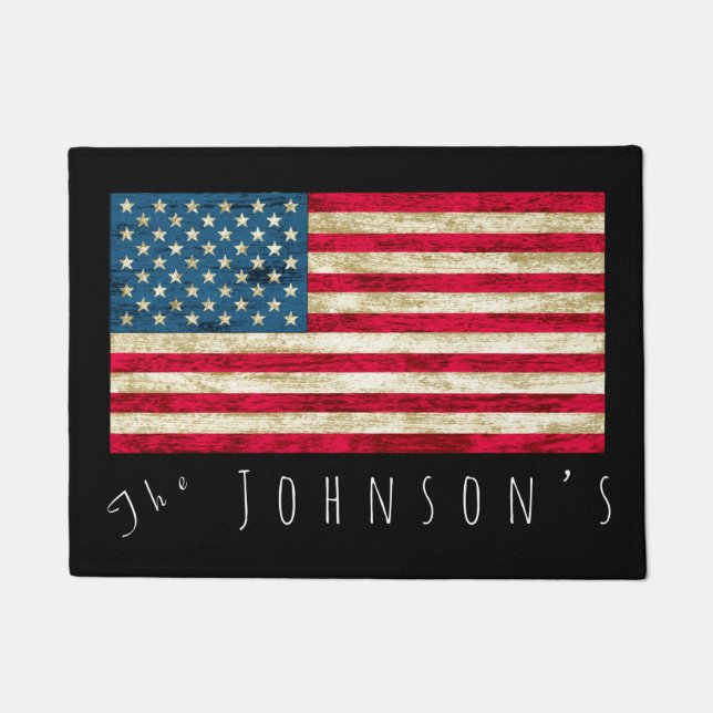 Paillasson Porte de drapeau américaine personnalisée (Devant)