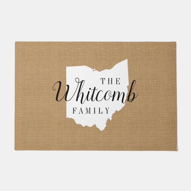 Paillasson Porte de l'État du monogramme de la famille Ohio (Devant)