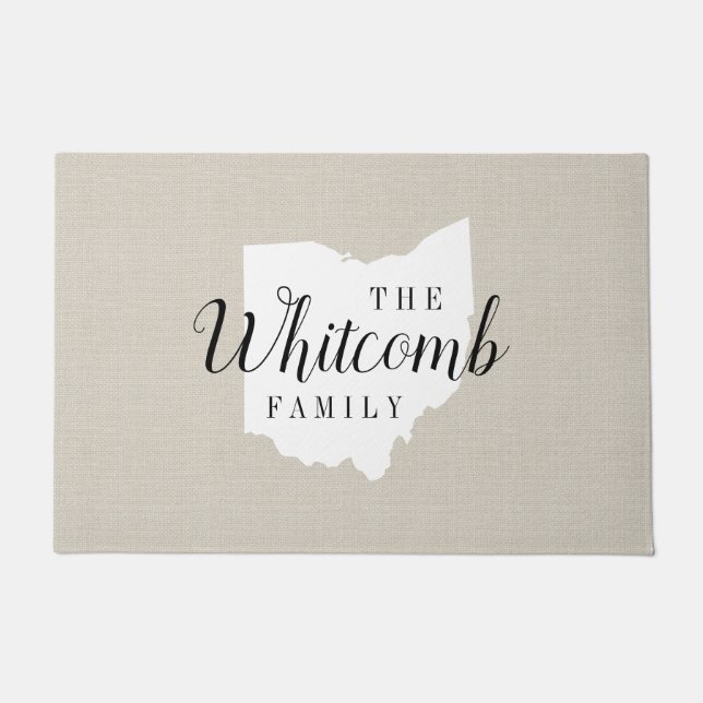 Paillasson Porte de l'État du monogramme de la famille Ohio (Devant)