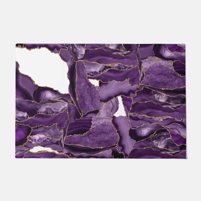 Paillasson Porte de parties scintillant violet et or (Devant)