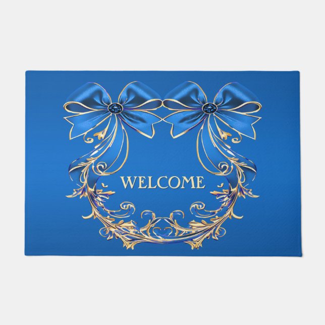 Paillasson Porte de vacances Blue Gold Flowers (Devant)