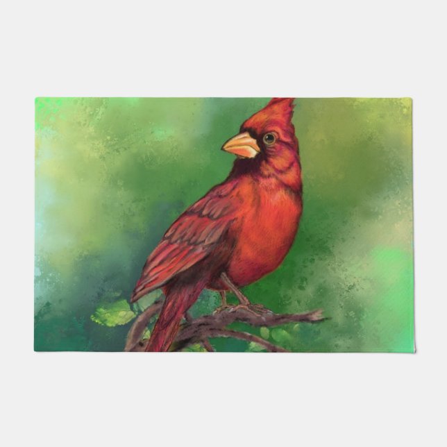 Paillasson Porte d'oiseaux du Cardinal rouge du Nord (Devant)