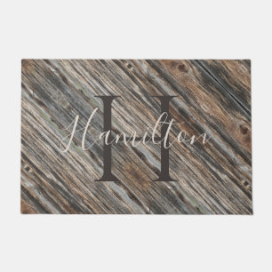 Paillasson Porte en bois gris et bronze Mat HAMbWG