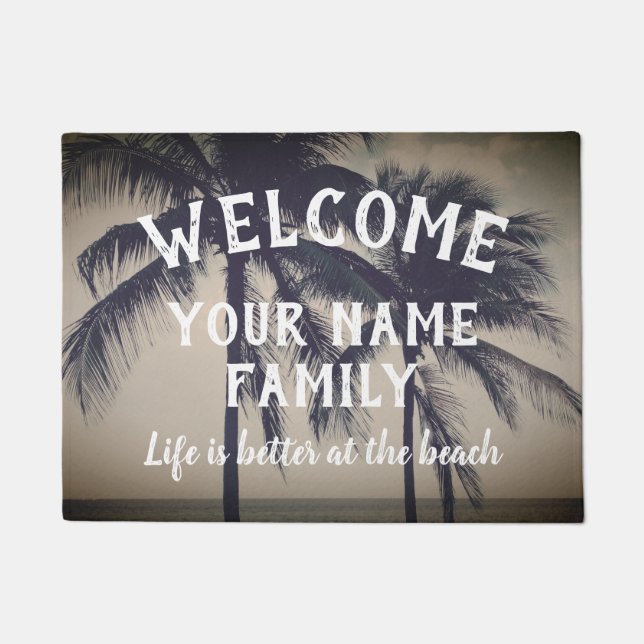 Paillasson Porte familiale personnalisée avec photo de plage  (Devant)
