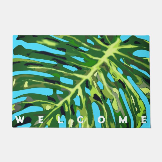 Paillasson Porte feuille Monstera - Bienvenue (Devant)