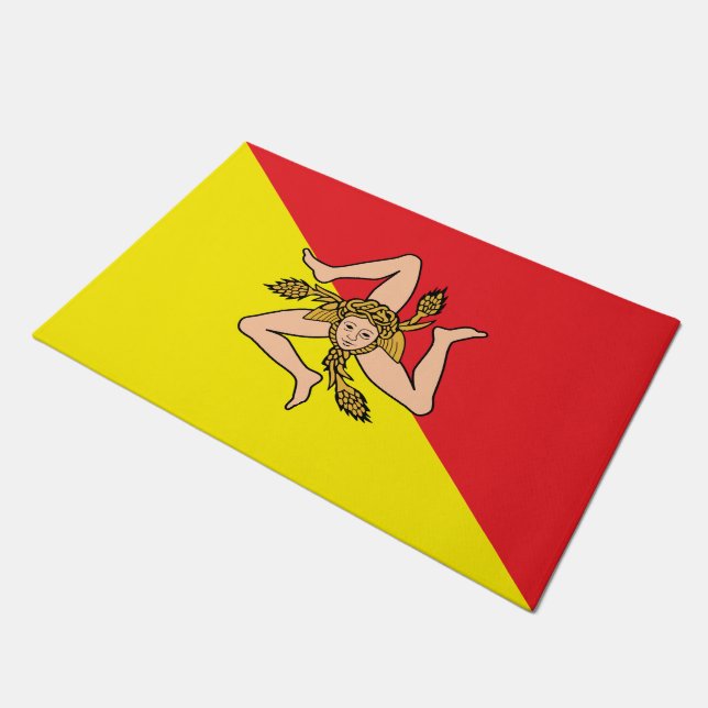 Paillasson Porte Mat avec Drapeau de Sicile (Incliné)