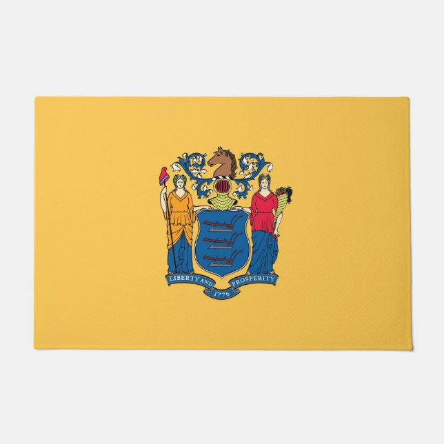 Paillasson Porte Mat avec Drapeau du New Jersey State, USA (Devant)