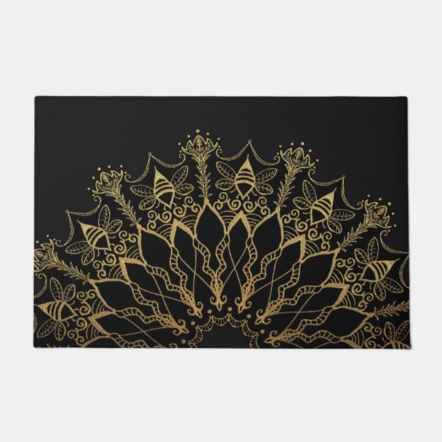 Paillasson Porte Mat - Golden Bee Mandala (Devant)