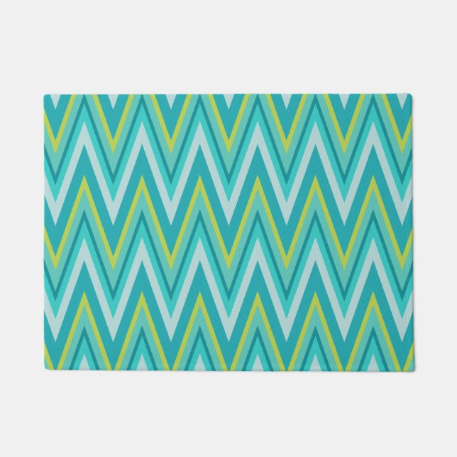 Paillasson Porte Turquoise Chevron (Devant)