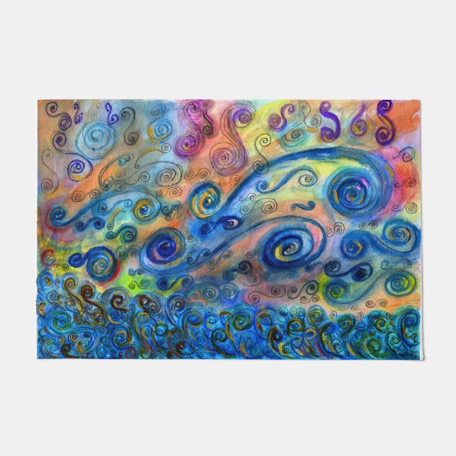 Paillasson Portes Eclectiques - Blue Wind Art - Accueil Cadea (Devant)