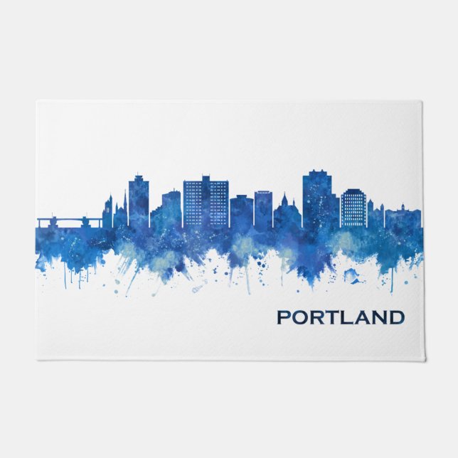 Paillasson Portland Maine Skyline Blue (Devant)