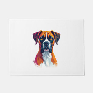 Paillasson Portrait de Boxer Vintage Éclaboussure de Couleur 