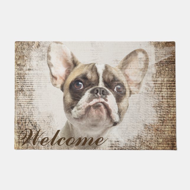 Paillasson Portrait de cru de bouledogue français (Devant)