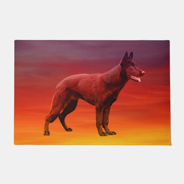 Paillasson Portrait de la plage de Chien noir allemand Shephe (Devant)