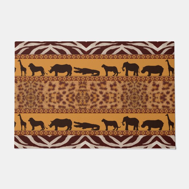 Paillasson Poster de animal Motif de Jaguar africain tribal m (Devant)
