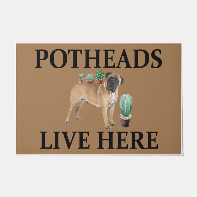 Paillasson Potheures Vivent Ici, Chien Don Mastiff (Devant)