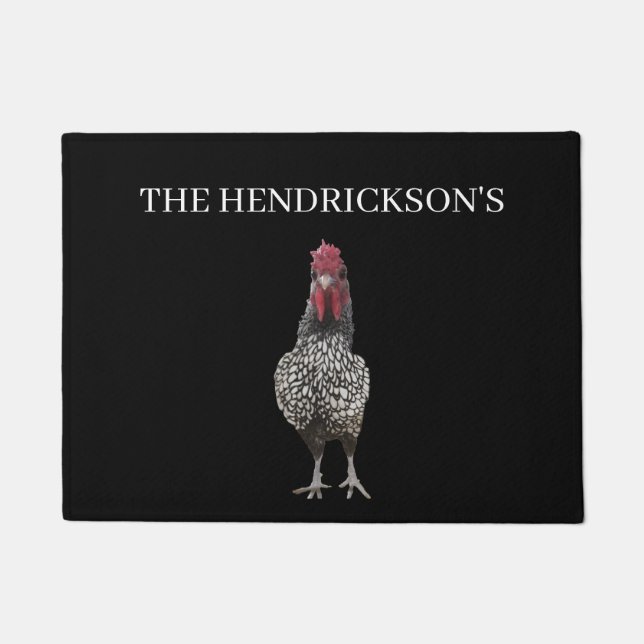 Paillasson Poule personnalisée drôle de ferme de pays (Devant)