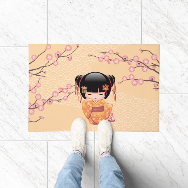 Paillasson Poupée Ume Kokeshi - Japonaise Pêche Geisha Girl (Intérieur)