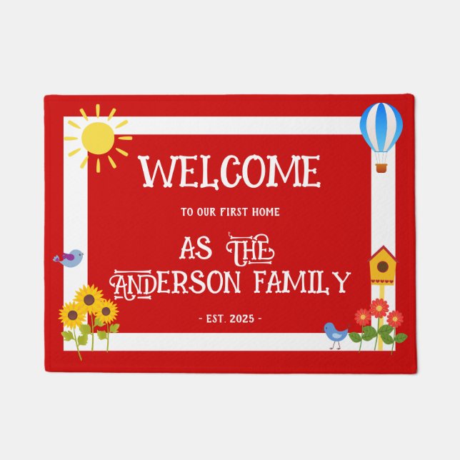 Paillasson Première Accueil Bienvenue Typographie Tournesol R (Devant)