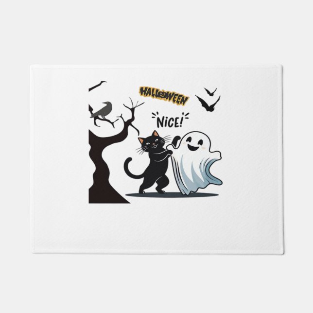Paillasson Préparez-vous à une fête d'Halloween niçois tactil (Devant)