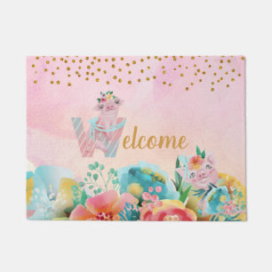 Paillasson Pretty Little Pig Watercolor Illustration Doormat