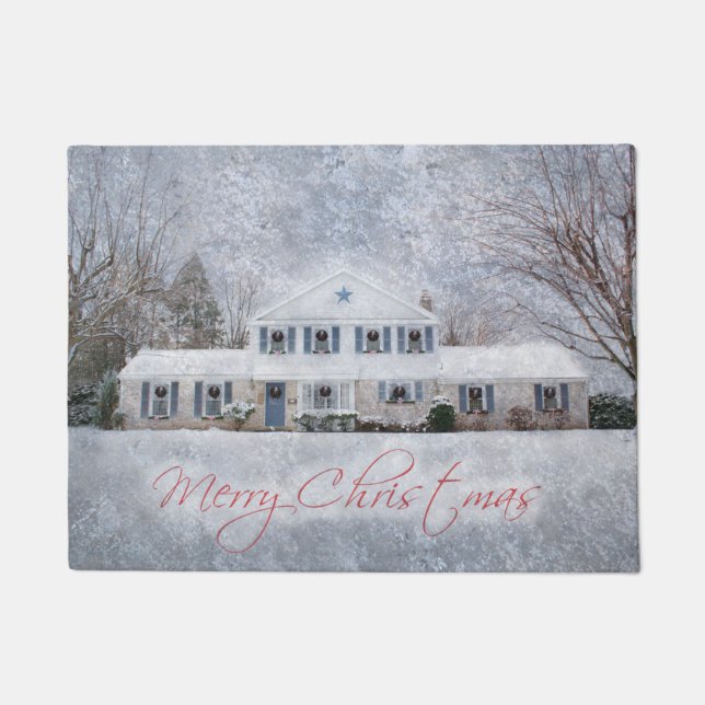 Paillasson Primitive Winter Snow Country Rustic Open House (Devant)