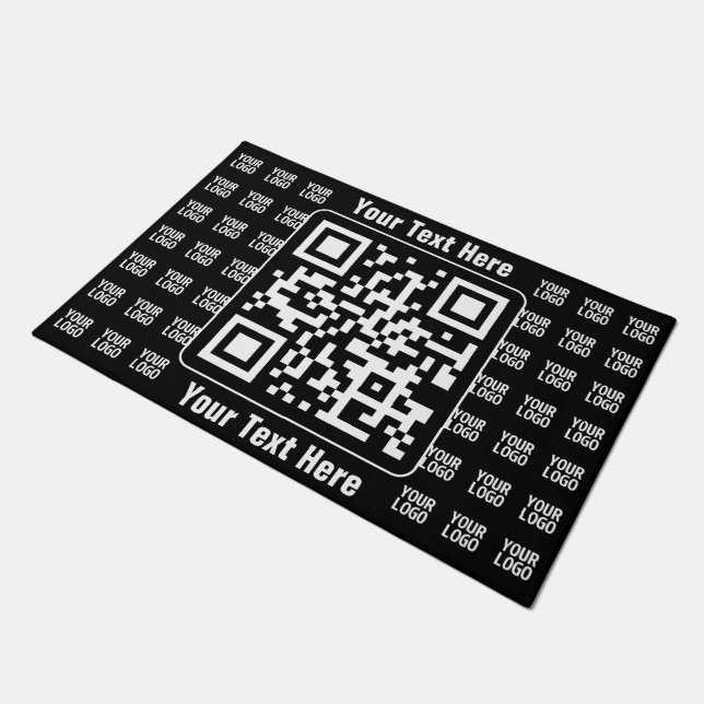 Paillasson Promotional QR code (editable) plus Logo Pattern (Incliné)