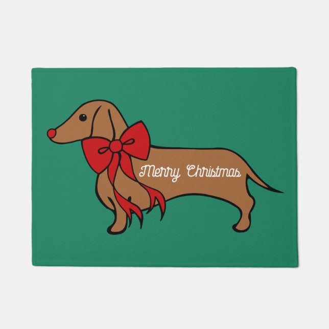 Paillasson Puppy Doormat de Noël Dachshund (Devant)