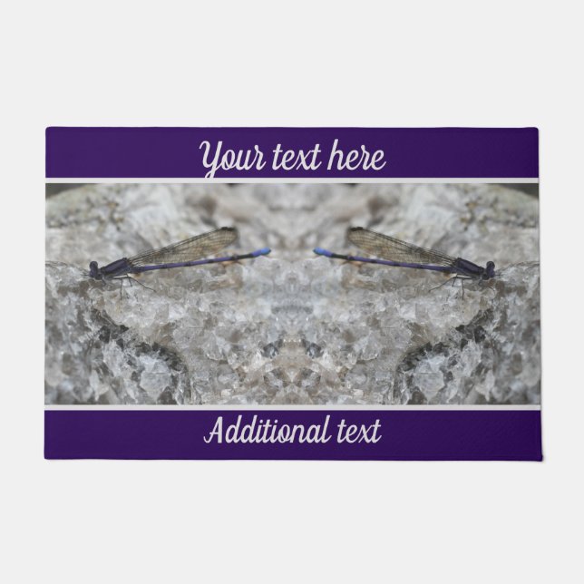 Paillasson Purple Damselfly Sur Quartz Rock Personnalisé (Devant)