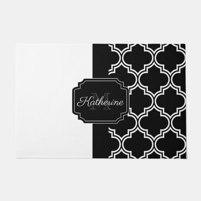 Paillasson Quatrefoil noir et blanc (Devant)