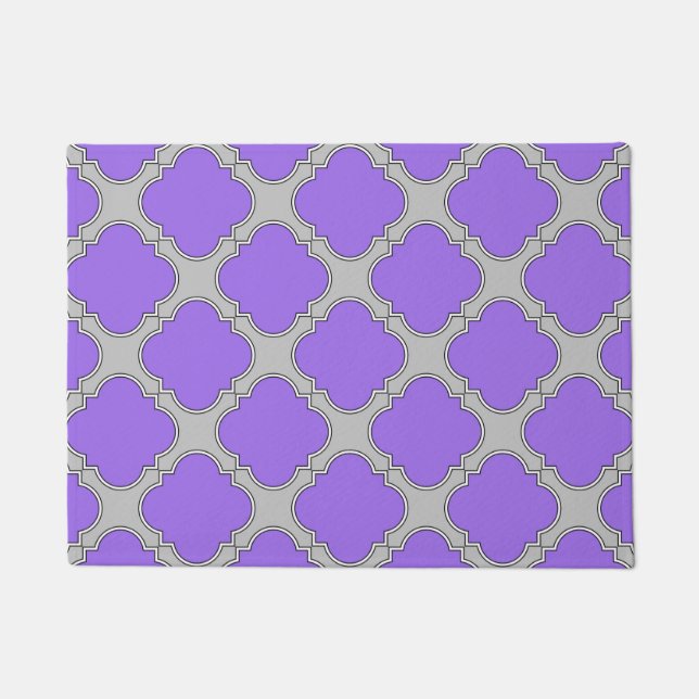 Paillasson Quatrefoil violet et gris (Devant)