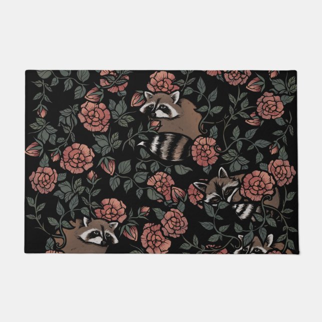 Paillasson Raccoons Rose vintage Dusty (Devant)